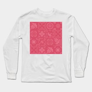 Mexican Pink Talavera Tile Pattern by Akbaly Long Sleeve T-Shirt